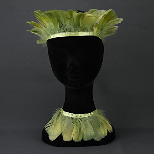 FLECO DE PLUMAS NATURALES TINTADAS DE OCA RASPADA, ANCHO 85mm (VERDE CAZA, 1)