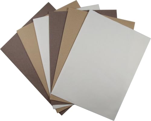 Image of KCS 4 /6 pc of 12 inch x 18 inch(30cmx45cm) 16 Count Cotton Aida Cloth Cross Stitch Fabric (6 pc,Antique White +Coffee+Khaki)