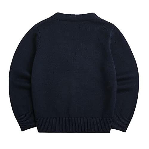 Sooxiwood Little Boys Cardigan Sweater Coat V-Neck Striped 100% Cotton Buttons Up School Cardigan For Boys Size 3T Navy #TOP1