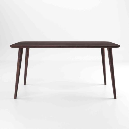 Image of WOODLAB Solid Sheesham Wood 6 Seater Dining Table Set | Wooden Six Seater Dining Table with Cushioned Cane Back Chairs Furniture for Living Room, Home, Hotel & Restaurants (Walnut Finish)