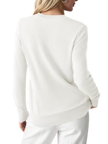 Image of GKBK Women's Wool Blend Sweaters 2026 Fall Fashion Lightweight Business Casual Outfits Long Sleeve Crew Neck Pullover Tops