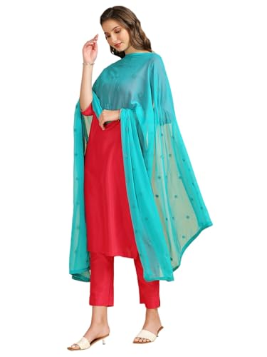 Image of DUPATTA BAZAAR Women's Embroidered Chiffon Dupatta with Delicate Sequins