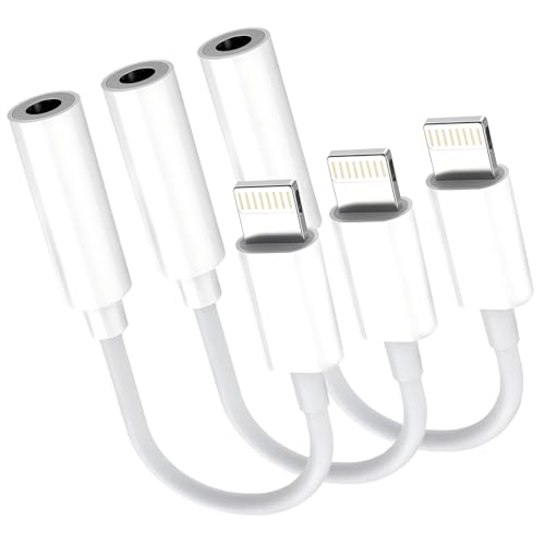 Image of 3 Pack [Apple MFi Certified] Lightning to 3.5 mm Headphone Jack Adapter, iPhone 3.5mm Headphones /Earphones Aux Audio Dongle Adapter Compatible for 14 /13 /12 /11 /XS /XR /X /8 /7, Support All iOS