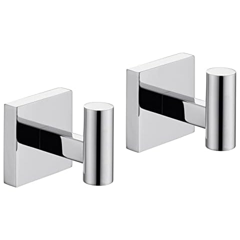 KOKOSIRI Robe Hook Bathroom Towel Coat Hooks for Bath Kitchen Wall 2 Pack Chrome Stainless Steel B1013CH-P2 Cover