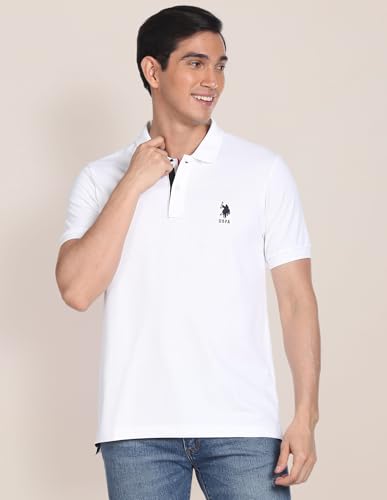 Image of U.S. POLO ASSN. Solid Slim Fit Polo T Shirts for Men - 100% Cotton, Half Sleeve Mens Tshirt
