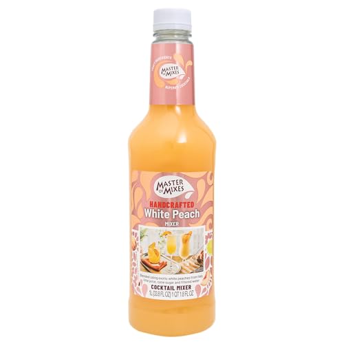 Master of Mixes White Peach Daiquiri/Margarita Drink Mix, Ready To Use, 1 Liter Bottle (33.8 Fl Oz), Individually Boxed