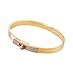 FOMCORT 18K Gold Plated Turn Lock Bracelet with Cubic Zirconia，Classical Fashion Stainless Steel Bangle Bracelet for Men and Womens (Gold)