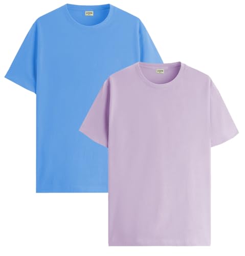 Image of ADRO Men's Cotton Regular Fit Combo Plain Solid T-Shirt Pack of 2