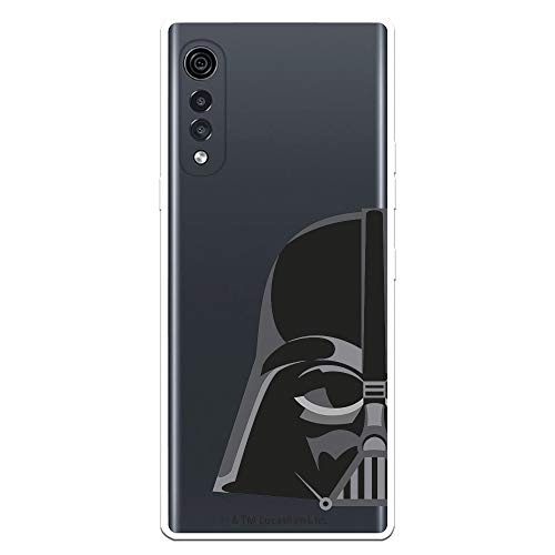 Funda para LG Velvet 5G Oficial de Star Wars Darth Vader Silueta Transparente para Proteger tu móvil. Carcasa para LG de Silicona Flexible con Licencia Oficial de Star Wars.