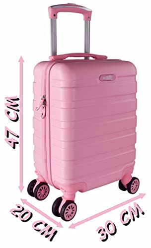 Mala De Viagem Pequena Bordo 10Kg Abs Rodinhas 360° De Mão Medidas Anac Rosa Claro Feminina