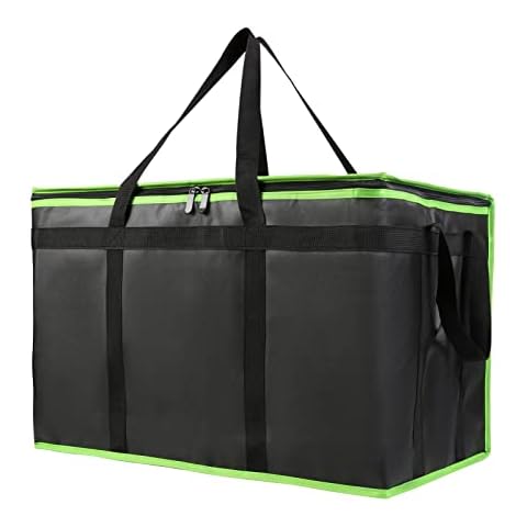 Bodaon Insulated Food Delivery Bag, XXX-Large Insulated Pizza Delivery Bags, Black with Green Edge, 1-Pack Cover