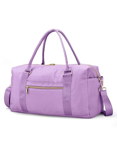 Amechi Weekender Bags for Women with Wet Pocket 37L Waterproof Travel Duffel Bags with 7 Wide Trolley Sleeve Carry On Bag for Travel Gym Bag Hospital Bag for Labor and Delivery Purple