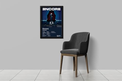 Image of BLINKART Eminem- Encore Wall Photo Frames | Wall Art for Bedroom, Living Room, Studio or Office | Album Cover Print with Spotify Song Link QR Code | Gift for Fans - 8x12 In