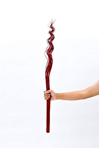 Image of Leewadee Tall Vase Filler, Wavy Palm Leaves - 2 Bunches of Colored Curly Twigs for Floor Vases, Dried Arrangements for for Vintage Or Modern House Decor, 39 inches, Red