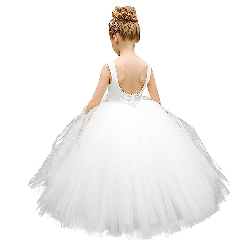 Flower Girl Dress Birthday Tutu Pageant Tulle Princess Ball Gowns Party Wedding Kids Satin Dresses