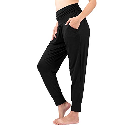 LOFBAZ Yoga Pants for Women Workout Leggings Girls Teen Sweat Joggers Womens Clothes Sweatpants Clothing Harem Jogger Pajamas Black S