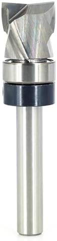 SICWOOD Solid Carbide Compression Flush Trim Router Bit 1/4 Shank, 2+2 Flute, 1/2" Diameter, 1/2" Cutting Length, Pattern and Mortising Trim Router Bit, Template Top Bearing Router Bit