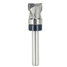 Solid Carbide Compression Flush Trim Router Bit 1/4 Shank, 2+2 Flute, 1/2" Diameter, 1/2" Cutting Length, Pattern and Mortising Trim Router Bit, Template Top Bearing Router Bit