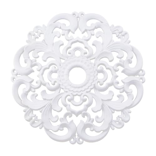 Image of INCREWAY 1Pc 3D Modeling Ceiling Medallion Lighting Medallion Cover Plate for Light Fixtures Ceiling Light Trim, 12.12 Inch OD x 1.49 Inch ID(White)