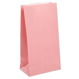 Unique Party – 59001 – Paquet de 12 Sacs Cadeaux – Papier – Rose Pastel