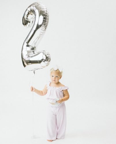 Image of Silver Number 12 Balloon 40 inch, 12 Number Balloons, 12th Silver Birthday Decorations, 12 Year Old Silver Party Supplies