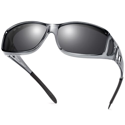 Image of URUMQI Polarized Sunglasses Fit Over Glasses for Men Women, Wraparound Sun Glasses UV400 Protection for Driving Fishing