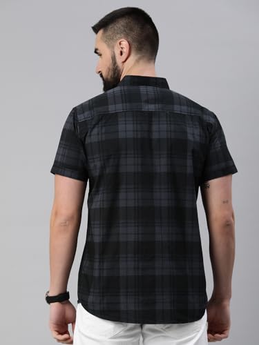 Majestic Man Men Cotton Checkered Half Sleeve Slim Fit Casual Shirt