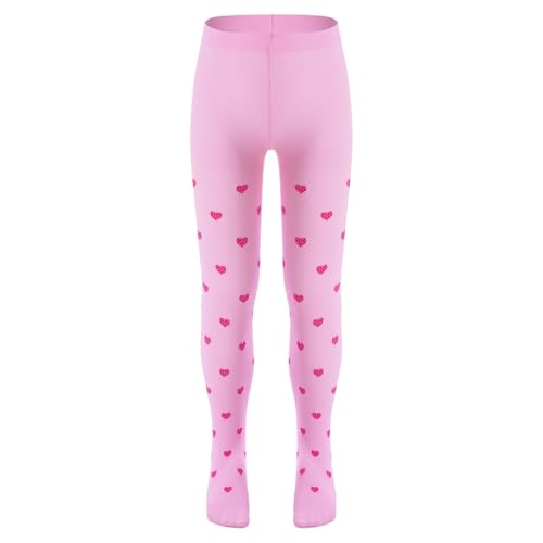 Jugaoge Medias para niña con estampado de corazones, medias de ballet, medias de baile, gimnasia, entrenamiento, leggings, Rosa., 2-6 años