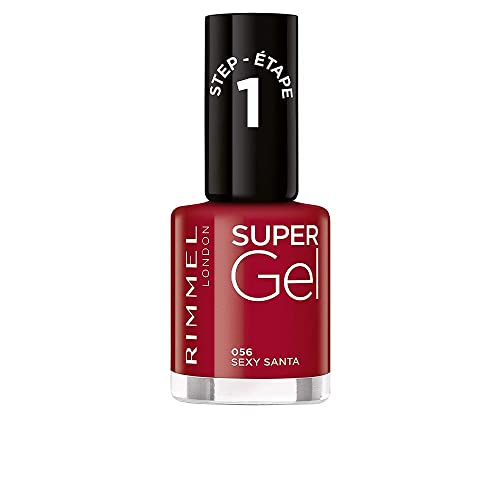 Rimmel Super Gel, 56 Sexy Santa, Long-Lasting Nail Polish, Glazed Finish, Easy Application, Gel-like Manicure, Chip Resistant, Clean Formula, 12ml