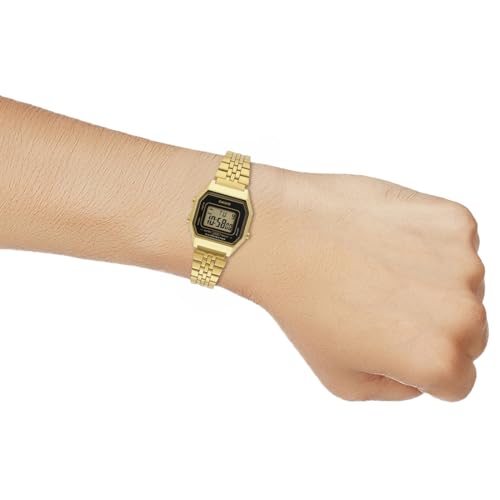 Image of Casio Vintage LA680WGA-1DF Digital Black Dial Women Watch Gold Stainless Steel Strap (D344)