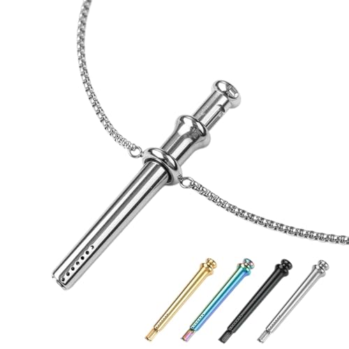 Rhaum Scoop Necklace, Stainless Steel Wearable Mini Scoop Pendant, Detachable Stretch Straw Jewelry for Men and Woman(Silver)