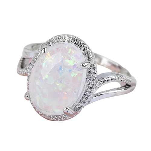 Generic Classic Colored Opal Oval Wedding Ring For Women Minimalist Silver Color Engagement Rings Female Band Gift, so shown, T9ZGK034X40OT00L