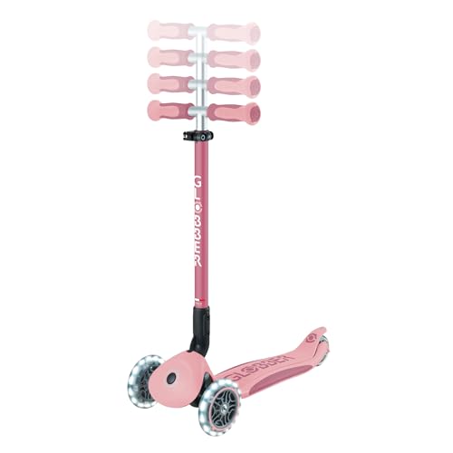 GLOBBER GO-UP Deluxe Lights 360 - 3 in 1 Aufsitzrad, Laufrad, Scooter, 120/80mm, 3-r&auml;drig, verstellbar, LED-Rollen, rosa