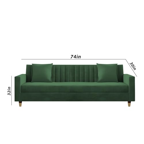 Image of Casaliving Garcia 3 Seater Sofa Set for Living Room (Green - Colour Fabric) Premium Fabric Sofa Set