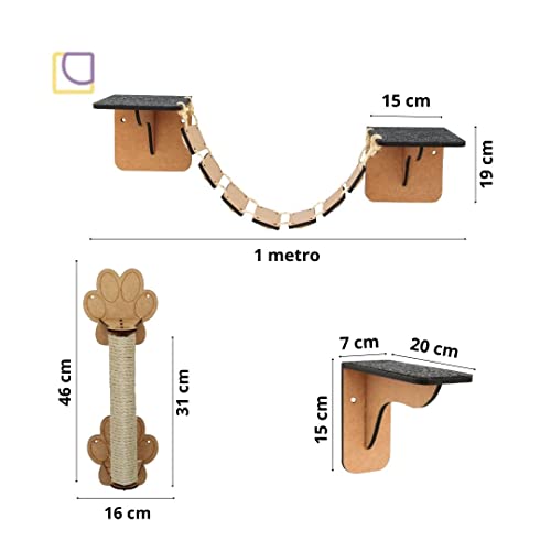 Melhor Playground Gatos Arranhador Nicho Toca Mdf Reforçado Ponte Degraus Prateleira - Mondo Box