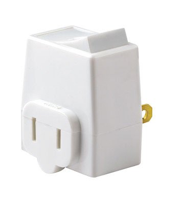 Leviton C27-01469-00W 13 Amp 125 Volt White Plug In Outlet Switch Tap