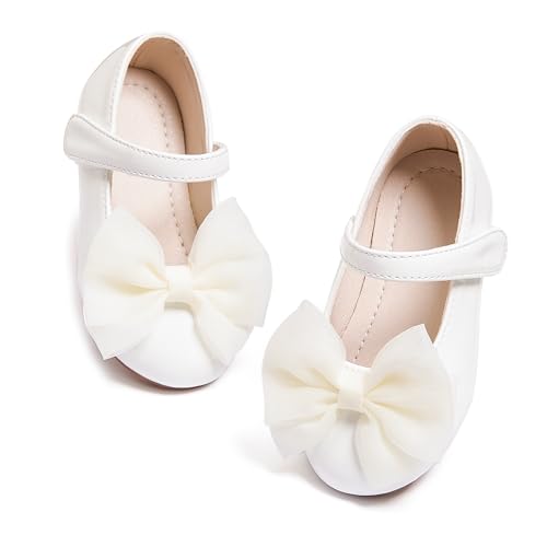 Image of PHIRAMIN Toddler Flower Girl Dress Shoes - Little Girl Mary Janes Flats Wedding