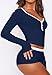 Ezbelle V Neck Lounge Sets for Women Matching Outfits Two Piece Pajama Crop Shirts Short Pants Knit Sweatsuits Fall Fashion NavyBlue XL