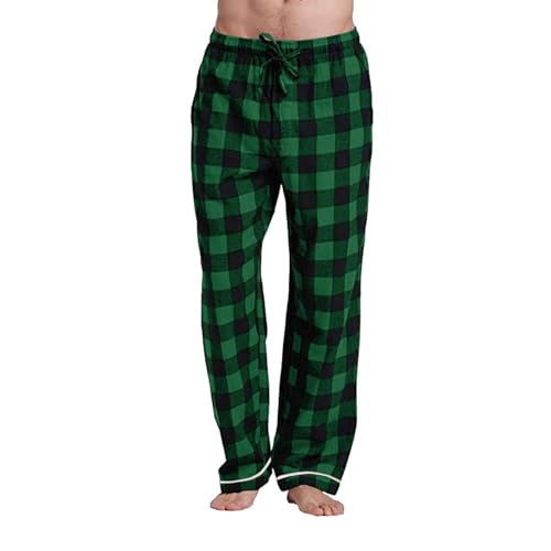 Mens Plaid Pajama Pants Comfy Sleepwear Lounge Pants Lightweight Elastic Waist Straight Leg Pj Bottoms with Pockets