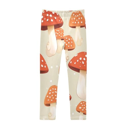 Toddler Girls Leggings Printed Yoga Pants Leggings Red Mushrooms for Kids