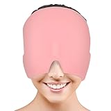 Migraine Relief Cap, Reusable Cold Hot Therapy Migraine and Headache Relief Cap, Single-Sided Gel Ice Hot Head Wrap for Chronic Migraine, Tension Headache, Sinus Stress, Puffy Eyes (Pink)