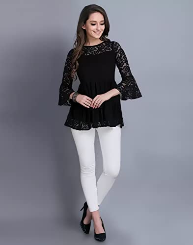 Image of Women Russel Net with Crepe Inner Net Tops || Casual Tops for Women