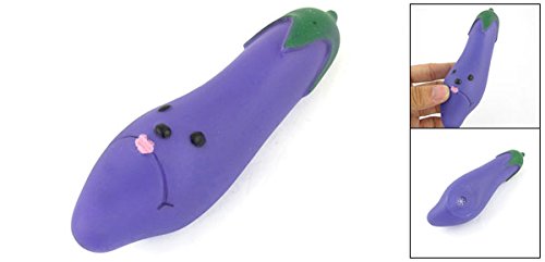 Uxcell Brinquedo de borracha de vinil em forma de berinjela para animais de estimação, lavanda/verde