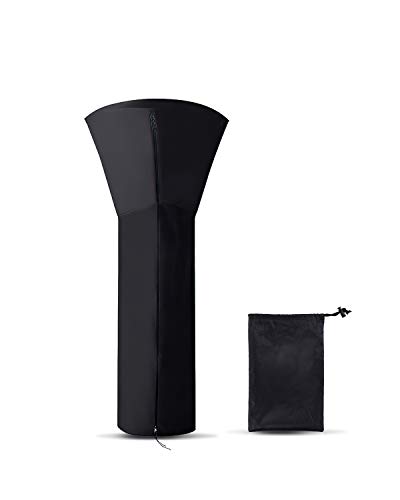 BIERDORF Patio Heater Covers Waterproof with Zipper, 210D Outdoor Heater Cover for Standing Heater, Black