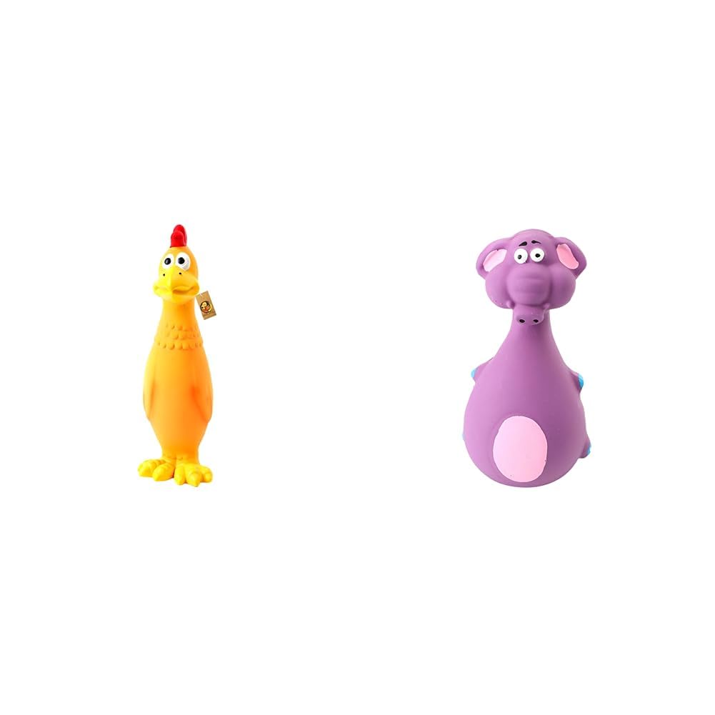 Foodie Puppies Natural Latex Rubber Squeaky (Orange & Yellow Hen) Dog Toy & Natural Latex Rubber Squeaky (Purple Elephant) Dog Chew Toy (0-10kgs) (B0CDDNXPRZ) Amazon Price History, Amazon Price Tracker