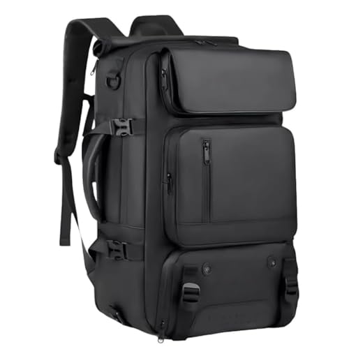 Mochila Masculina Reforçada Grande para Notebook Trabalho, Mochila Expansiva Para Viagem Executiva Impermeável Unissex (Preto)