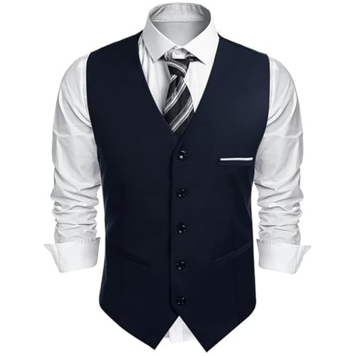 Men's Western Slim Fit V-Neck Sleeveless Waistcoat – Formal Business Suit For Weddings & Casual Occasions3