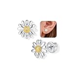 Adramata Pendientes Plata de Ley 925 Mujer Niña Pendiente Hipoalergenicos Pequeño Pendiente de Aretes con Mariposa Flor Corazón Pendientes Mujer Plata/Oro