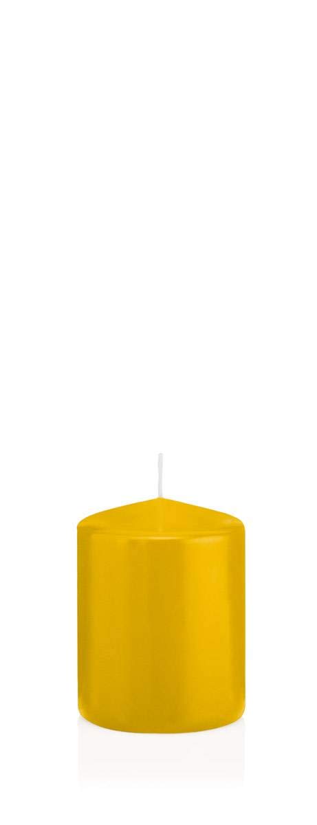 Inna-Glas Yellow Pillar Candle Maeva, 8Cm, Ø6cm, 29H - Made In Germany - Votive Candle