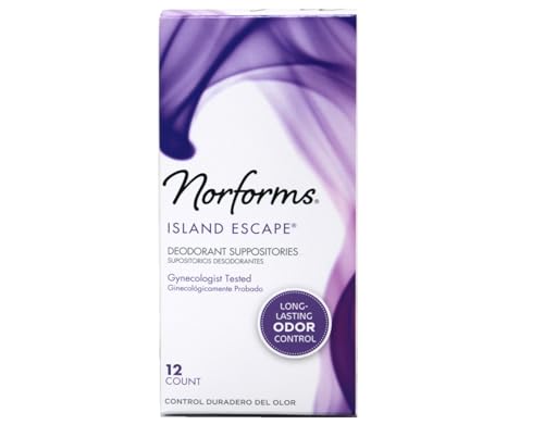 Image of Norforms Feminine Deodorant Suppositories, Long Lasting Odor Control, Island Escape Scent, 12 Count (Pack of 3)